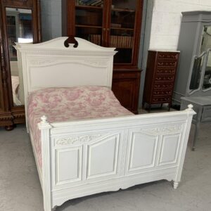 Painted French Carved King Size Bed