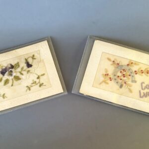 Pair of Hand Embroidered Sweetheart Post Cards 1st World War