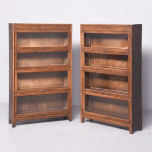 Pair of Oak 4 Door Sectional Bookcases by Gunn in Pristine Condition