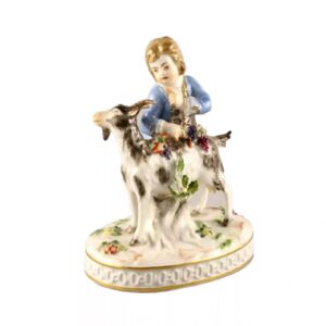 Porcelain Figure Boy with a Goat. Meissen.