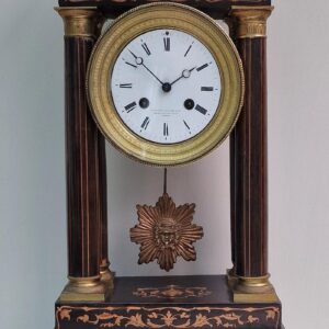 Portico Marquetry Inlaid Mantel Clock