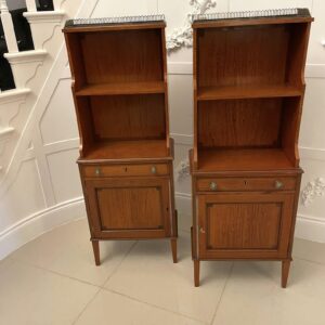 Rare Pair of Gillows Antique Quality Satinwood Waterfall Bookcases