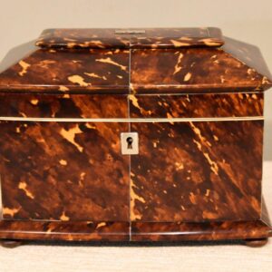 Regency Bow Front Tortoiseshell Tea Caddy