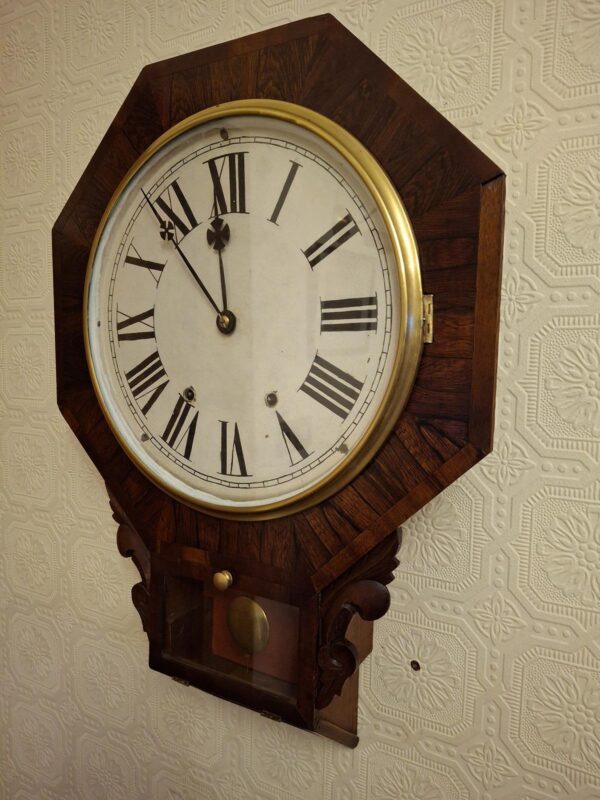 Rosewood Octagonal Drop-dial Wall Clock