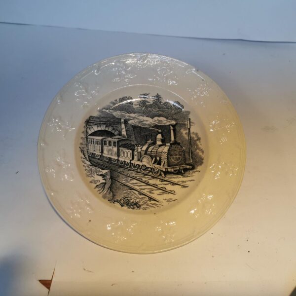 Steam Train on 19th Century Nursery Plate