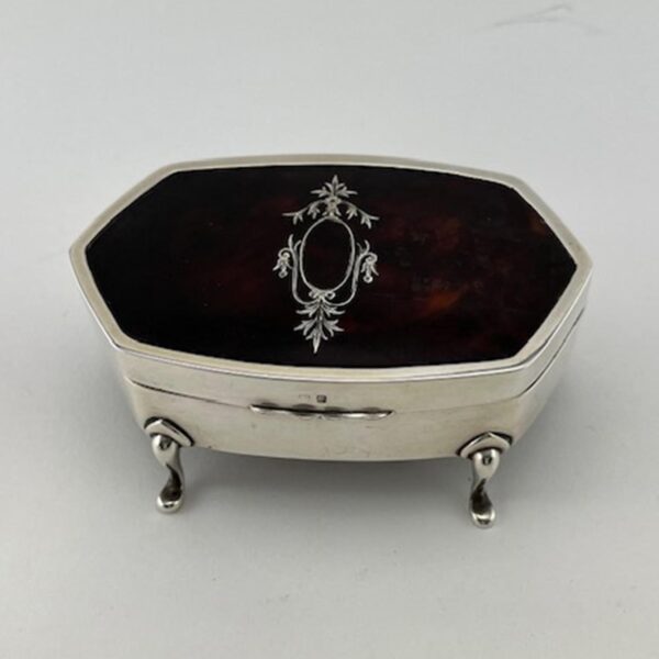 Tortoiseshell & Sterling Silver Cut Corner Jewellery Box