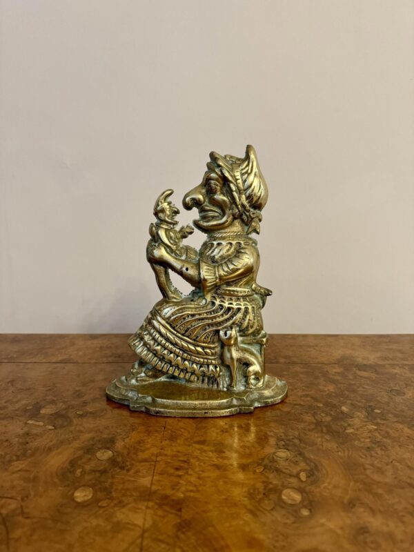 Unusual Brass Antique Doorstop of Mrs Punch