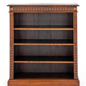 Victorian Carved Oak Open Bookcase