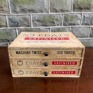 Vintage Coats Advertising 3 Drawer Sewing Haberdashery Box