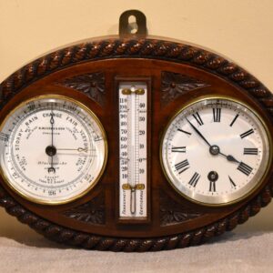 Wall Hanging Barometer Clock with Enamel Dials