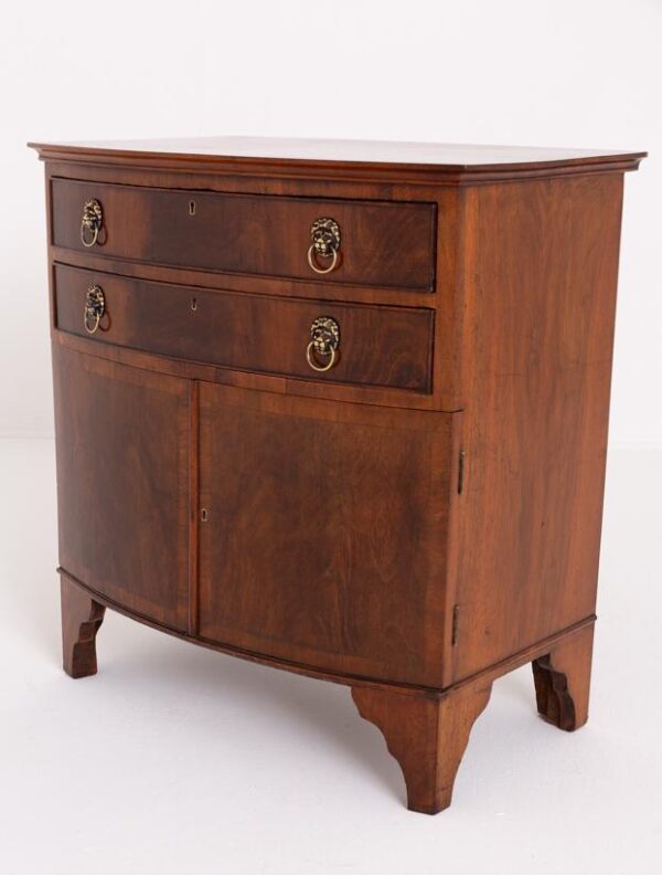 Walnut Georgian Revival Bow Fronted Side Cabinet