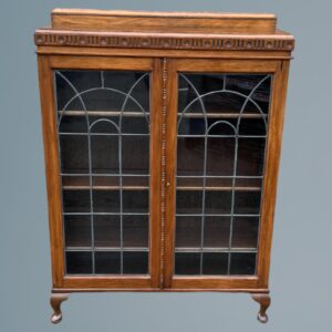 Walnut Leaded Door Bookcase / Cabinet