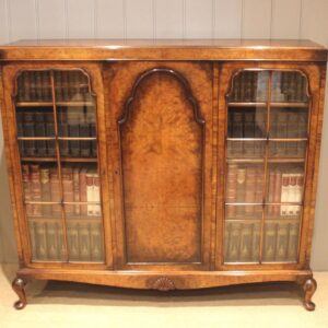 Walnut Queen Anne Style Cabinet Bookcase