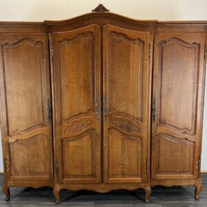 Wardrobe French Vintage Oak 4 Door Armoire Retro