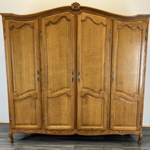 Wardrobe French Vintage Oak 4 Door Armoire Retro