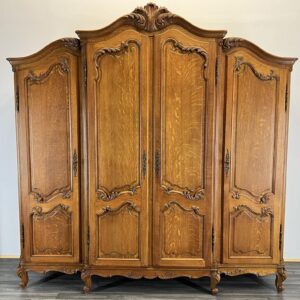 Wardrobe French Vintage Oak 4 Door Armoire Retro