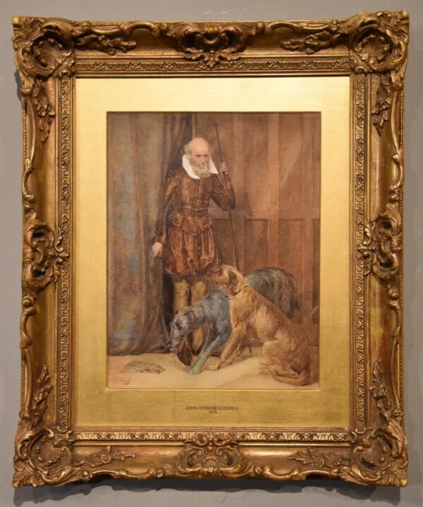 Watercolour by John Edward Goodall - The Keeper of the Hounds