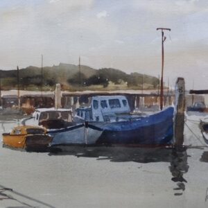 Watercolour & Ink Yarmouth Harbour Pier Listed Artist Ronald Birch