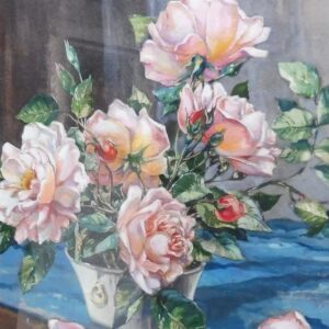 Watercolour Pink Roses Listed Artist Donald Greig