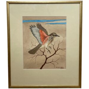 Watercolour Redwing Thrush Bird by Ralston Gudgeon RSW