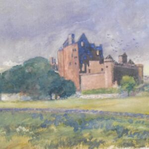 Watercolour Scottish Castle Ruins, A B Moffat