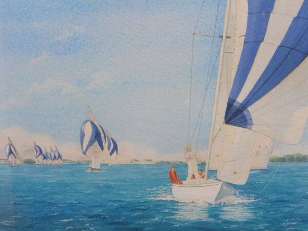 Watercolour Seascape - The International One Design by Artist Carolyn Finch