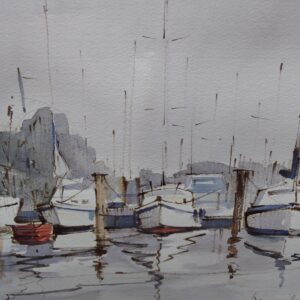 Watercolour the Moorings Listed Artist Diana Scott