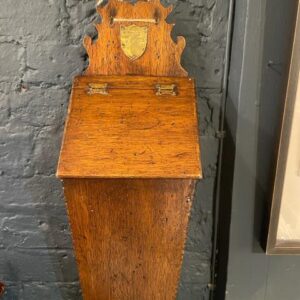 Welsh Georgian Oak Candle Box with Brass Plaque