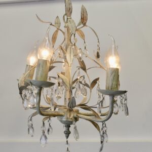 White Toleware Open Basket Ceiling Chandelier