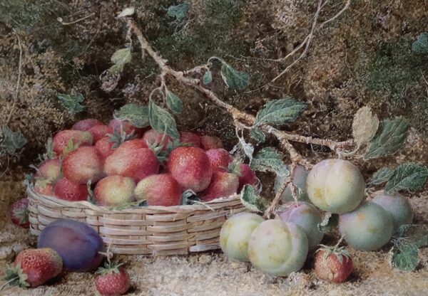 William Hough Watercolour ‘Still-Life of Strawberries & Plums’