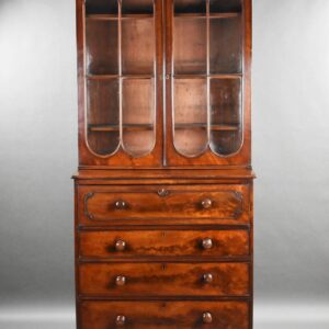 William IV Flame Mahogany Secretaire Bookcase