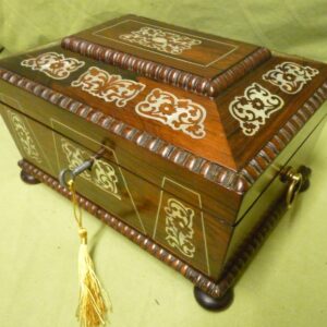 William IV Inlaid Rosewood Jewellery Box. Fitted Tray. C1835