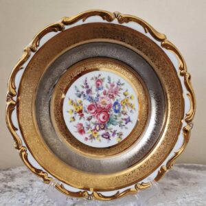 Winterling Bavaria & Bohemia Sneroll Platinum & Gold Porcelain Cabinet Plate