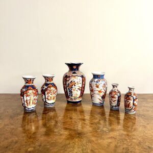 Wonderful Collection of Six Small Antique Japanese Imari Vases