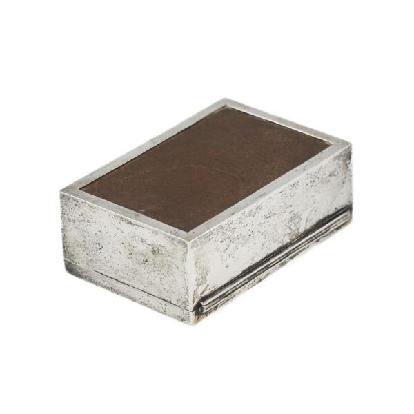 Wooden Box Upholstered with Silver-Plated Metal - 20th Century