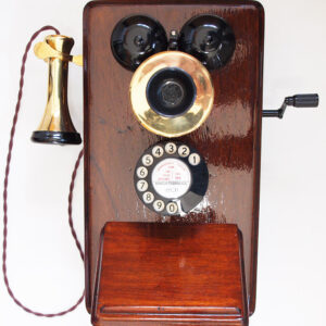 Wooden Telephone as Used on Railway Systems with Bell Receiver