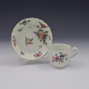 Worcester Porcelain Facet Fluted Coffee Cup & Saucer c.1765