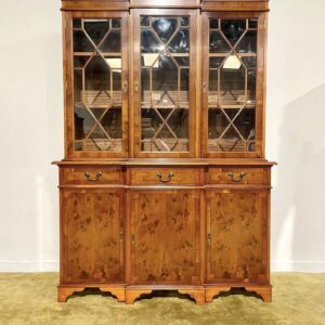 Yew Wood Breakfront Library Bookcase