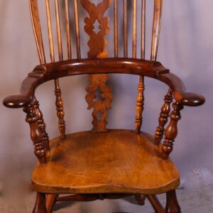 Yew Wood Broad Arm Windsor Chair